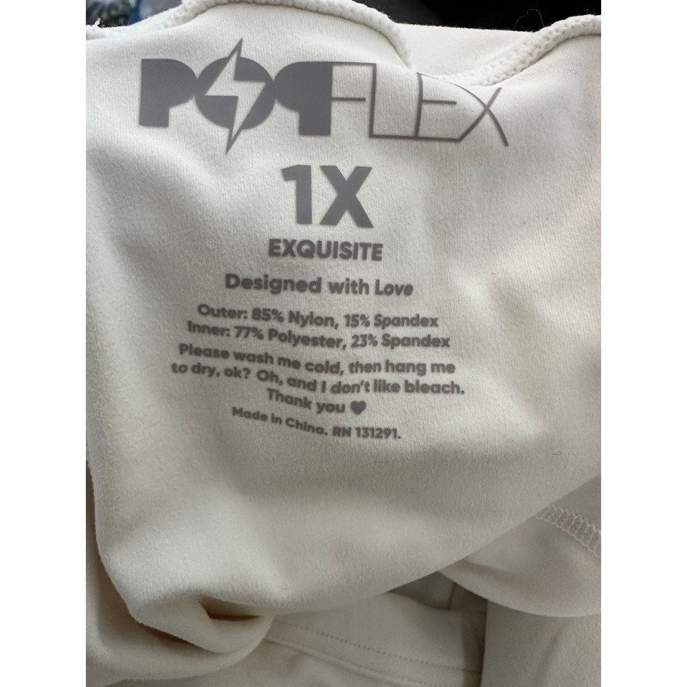 Popflex On the Runsie Coconut Cream Ruffle Athletic Stretch Romper Plus Size 1X - Picture 16 of 16